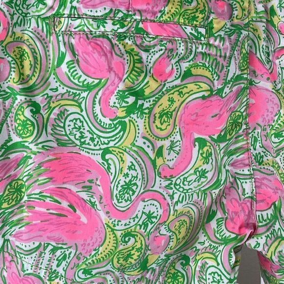 Lilly Pulitzer 5" Callahan Stretch Short Hot Wings Flamingo Print 2 - Picture 4 of 7